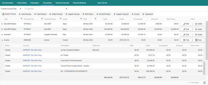 Client Transactions